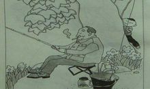 爸爸带我钓鱼看图写话