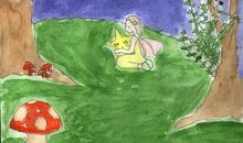 躲在草丛中玩的星星