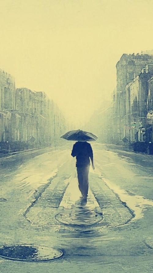 在雨中走