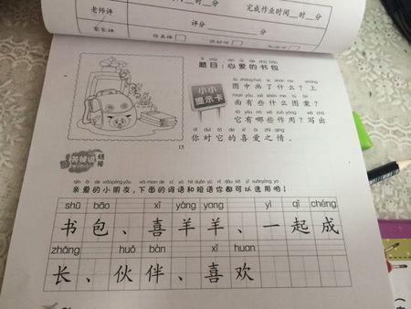 看图片，在书包和语言书中写单词