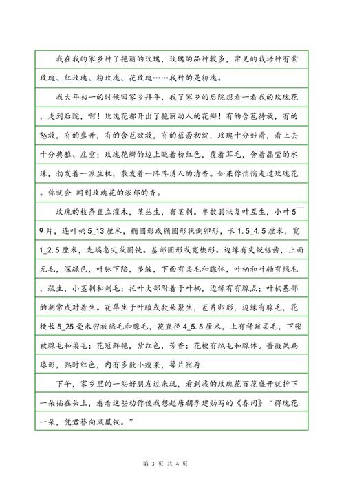 三年级玫瑰花童话故事作文