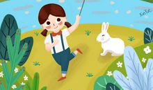 牵着风筝的女孩