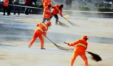 辛苦的清洁工人