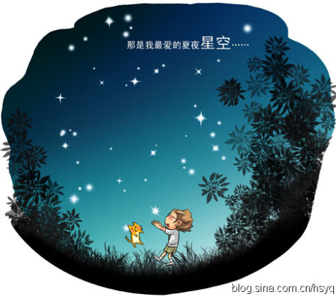 夏夜繁星点点的天空
