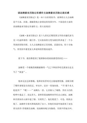 关于阅读《汤姆·索亚历险记》的思考