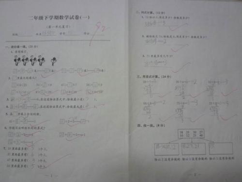 没有分数的试卷