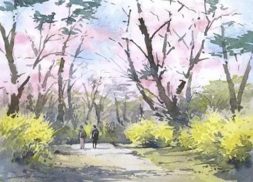 农村四个季节绘画