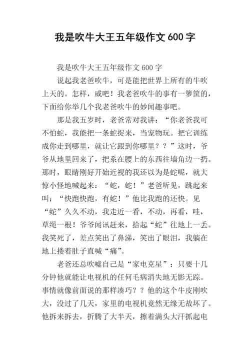 吹牛王作文500字
