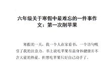 寒假里一件难忘的事