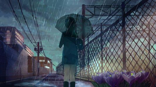 雨中的身影