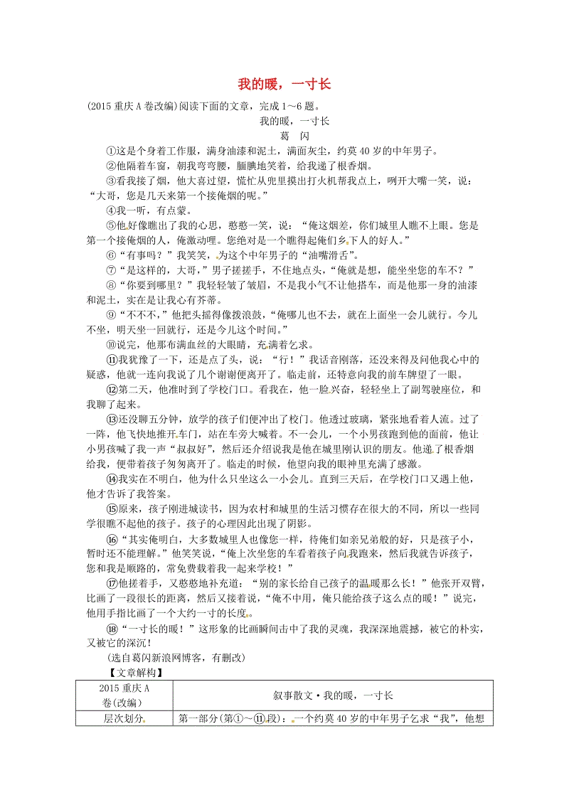 我的温暖，一英寸长