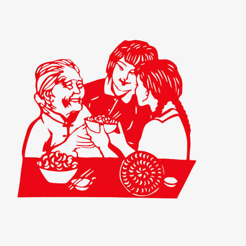 和奶奶一起学习剪纸