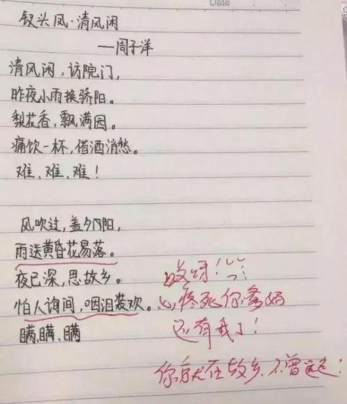 老师的评论使我感到温暖