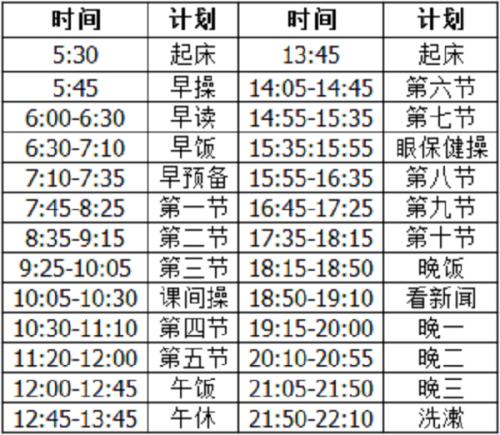 学习安排时间