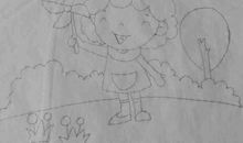 小女孩玩风车看图写话