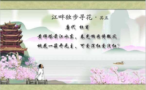 在河边独自找花