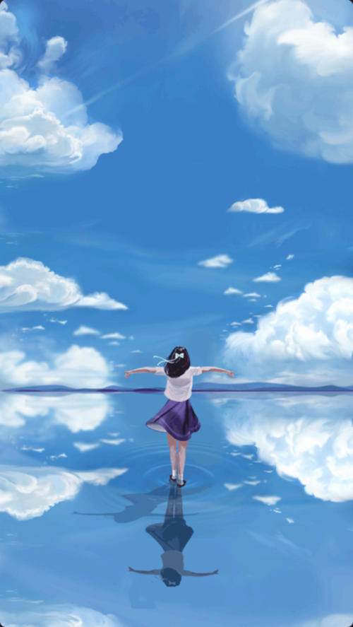 抬头看着蓝蓝的天空