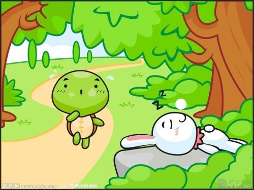 乌龟和野兔赛跑，看照片并写二年级