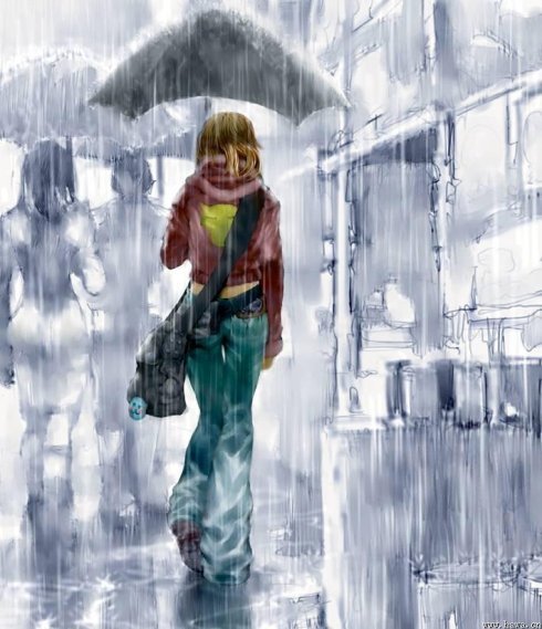 在雨中前进