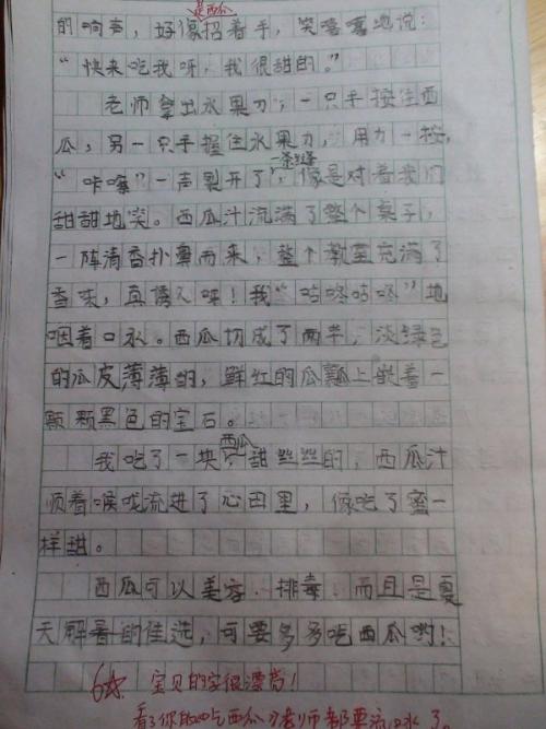 三年级写作西瓜作文300字