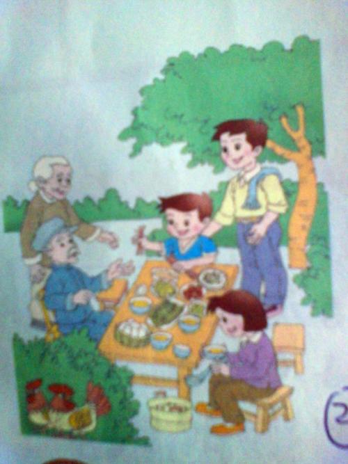 幸福的家庭，看着图片和写作
