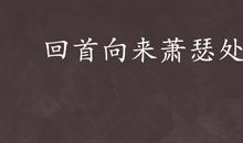 回首向来萧瑟处