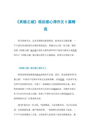 300字的英雄城市