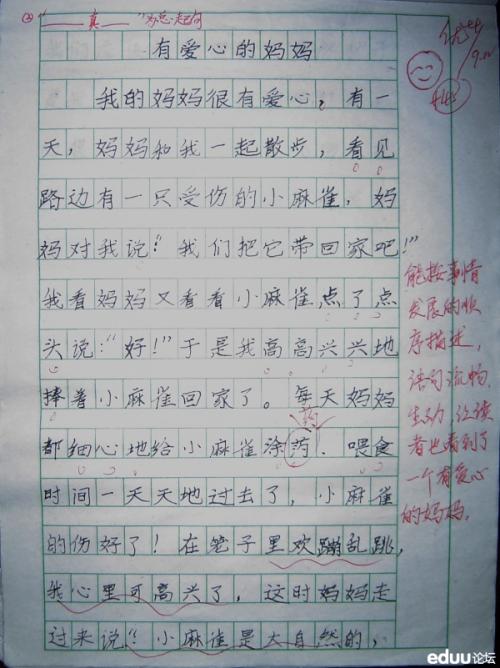 具有三年级特征的人撰写的350字论文