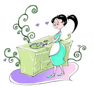 妈妈做饭，我洗菜，看图片写词