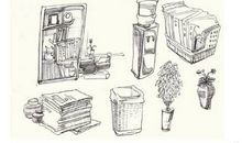 饭桌上的一家三口速写