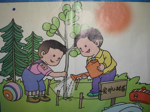 植树并欣赏阴影漫画