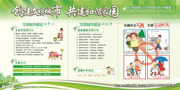 创建文明卫生的城市，建设幸福美丽的家园