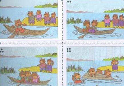 小老鼠越过河坐在西瓜上，看图片写字