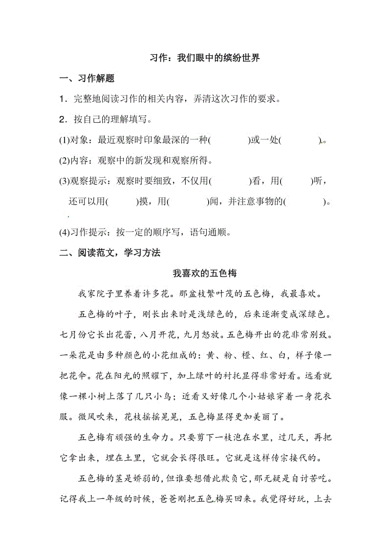 我们眼中的五彩世界，构图超过300个字