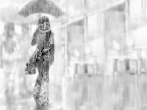 身影在雨中消失了