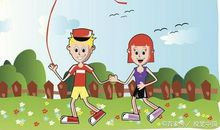 看图写话三个小朋友放风筝