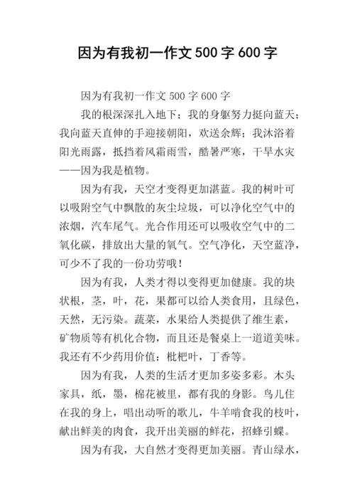 因为有我作文600字初一