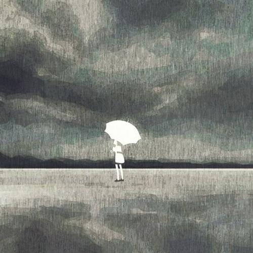 雨中的美丽的伞