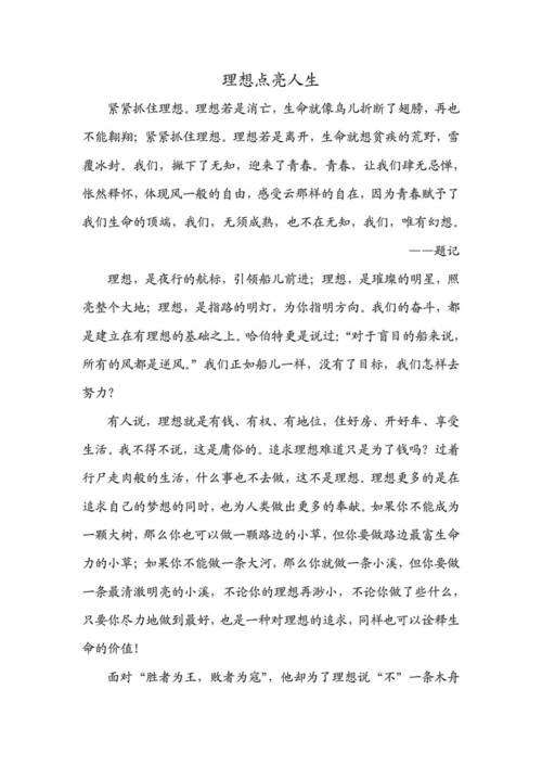 理想点亮人生作文