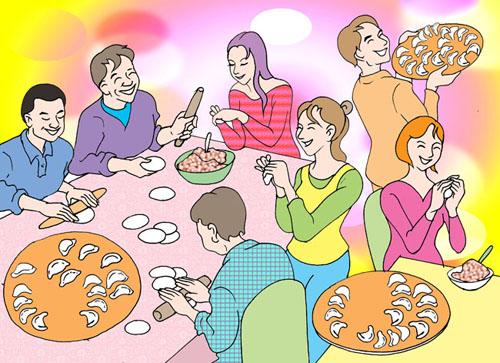 我和我的家人有饺子。