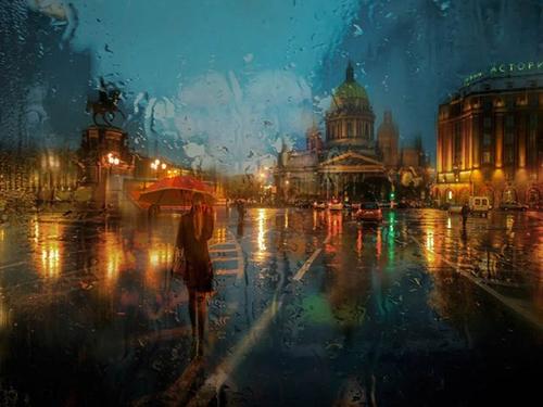 在雨中