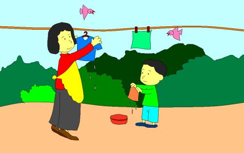 帮助母亲的家人