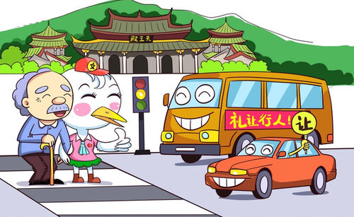 穿过道路骑的文明制作斑马线