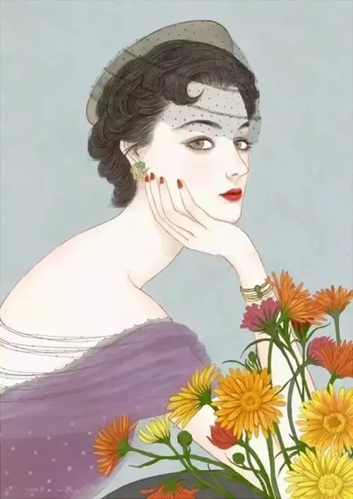 妇女走像水