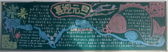 初中生欢迎新年的黑板报纸