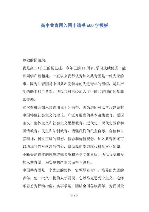 高中共产主义青年联赛申请（2）