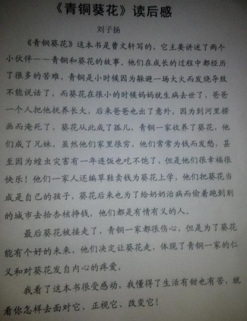 阅读_1000字后“古铜向日葵”阅读