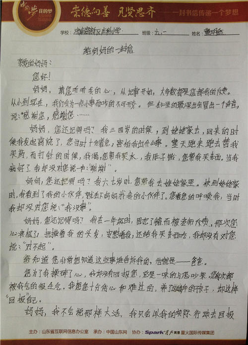 高易书：给妈妈的信_450字