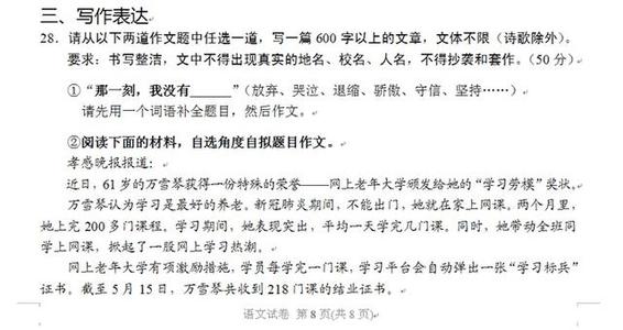 2011年小农中学考试标题：我想