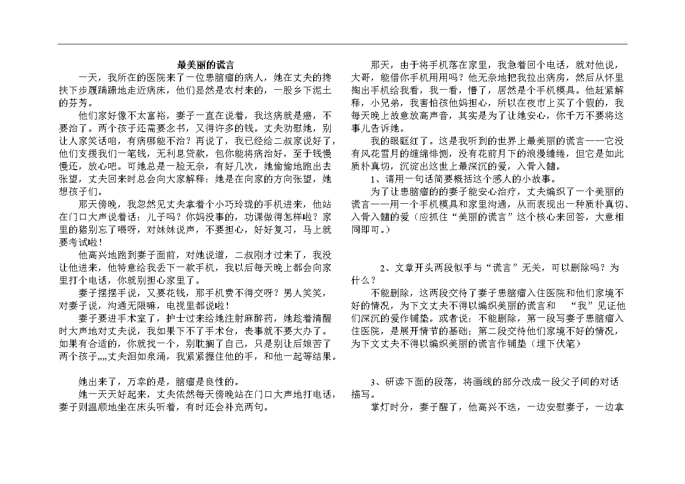 美丽的谎言_900字
